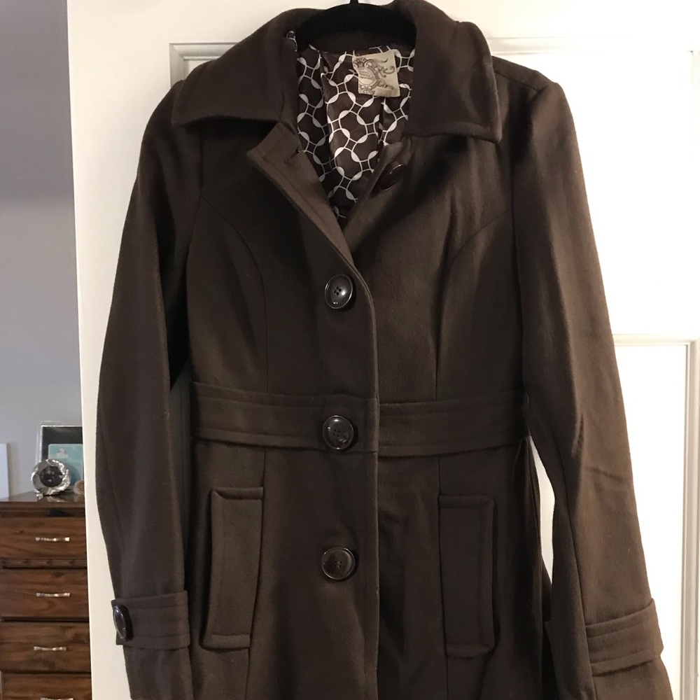 Tulle original clothing brown wool pea coat